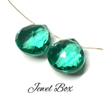 エメラルドグリーンカラーハイドロクオーツ＊大粒マロンブリオレットカット2個