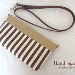 ：：軽くて身軽なシンプルポシェット：：ブラウン ボーダー♪
