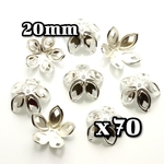 【e718】[約60個] 座金・ビーズキャップ(37) シルバー 20mm 
