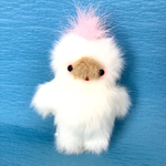 ぬいぐるみ　天然羽毛トサカのペッペちゃん　白にピンク　