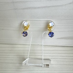 サージカルステンレス レインボームーンストーン アイオライト ピアス ゴールド