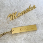 【最安値】アクリルミラー席札•ネームキーホルダー（ゴールド）