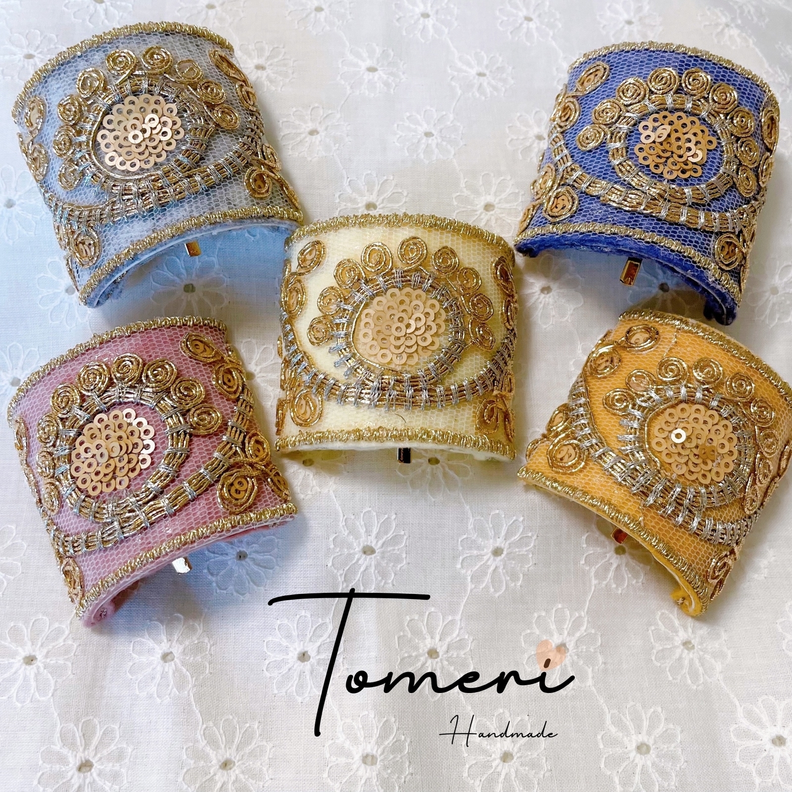 再販】 インド刺繍リボン ポニーフック ヘアーフック ヘアカフス ヘア