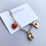 ハート チャーム チェーンブレスレット〈RED フレンチブルドッグ〉