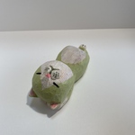 木彫りパステルのハチワレ猫~上を向いて生きよう~