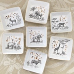 【2個セット】ワイルドサファリ小皿＊動物スクエア ミニトレー ブラウンゴールド メンズライク 父の日