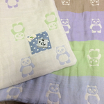 ふわもこ ぱんださん 12重ガーゼケット  ブルー系 ブランケット