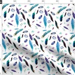 カラフルな羽 水彩画 矢羽 矢羽柄 ネイティブ柄 輸入生地 生地 羽 鳥