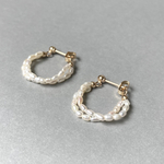 14kgf ライス ケシ パールの2連 フープピアス