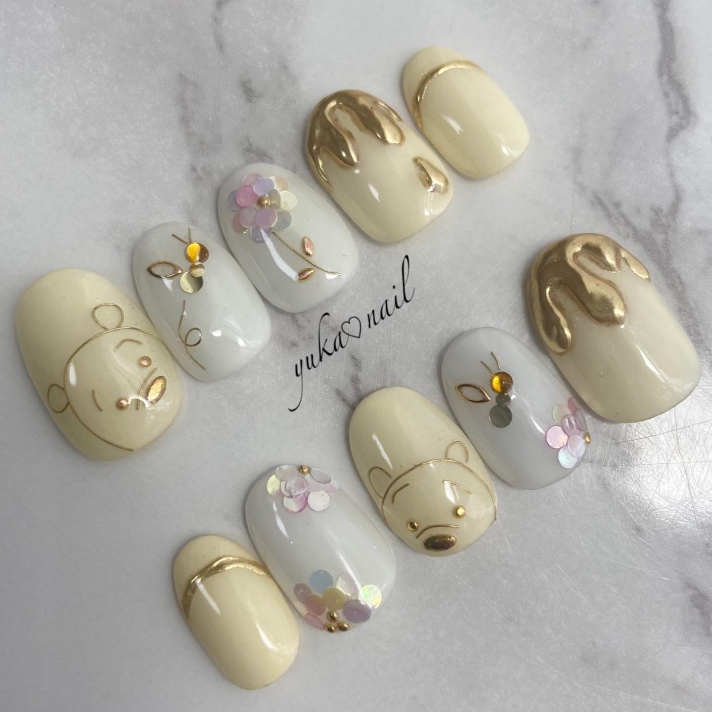 くまさんとはちみつネイル🍯🐝 - YUKA NAIL ~nail tip Shop