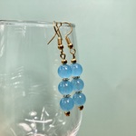 シーブルージェイド ピアス フックピアス 8mm　(ゴールド) イヤリング、樹脂フック変更可　樹脂ピアス シンプル