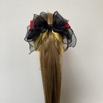 オーダー専用カート　プリンセスリボンの大きなヘアリボンポニーフック黒&赤&黄色