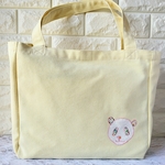 仕切りが動くパンダアップリケのトートバッグ(黄色)