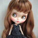 685.※単品※黒の編み上げリボンキャミソール・スワロフスキージョンキル※ブライスアウトフィット※1/6ドール服