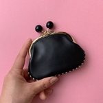 なかもかわいい革がま口SS（ブラック）