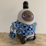 ラボット用　甚平　市松模様　め組　水色✕紺