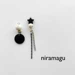 モノトーンアシンメトリーピアス