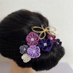 【A003】　つまみ細工 小花 set （パープル系）