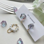 紫陽花色✳︎鉱石✳︎イヤリング・ピアス/パール✳︎チェーンイヤーカフ　セット商品　贈り物にも