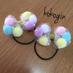 ＊再販＊カラフルポンポンドットチュールリボンヘアゴム 