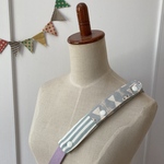 水筒ショルダー肩紐カバー ナチュラルリボンアッシュブルー＋ストライプアッシュブルー/生成り　再2