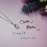 2点set♪雫形シンプルピアス＆ネックレス（シルバーフックタイプ）