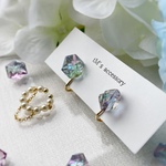 紫陽花色✳︎鉱石✳︎イヤリング・ピアス/パール✳︎チェーンイヤーカフ　セット商品　贈り物にも