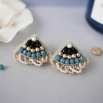 ビーズ刺繍𖦞ビーズのフリンジ エスニックピアス