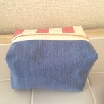 薄デニム×ピンクストライプ