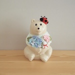 しろくま貯金箱用着せ替え 紫陽花のお洋服セット(てんとう虫帽子)
