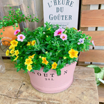 現品♡【カリブラコア寄せ植え】ナチュラルガーデニング♡ピンク系ブリキ鉢入り♪長く楽しめるお花
