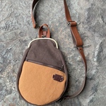 『hさまオーダー品』がまぐちBody Bag15(F) 倉敷帆布　キャメルブラウン