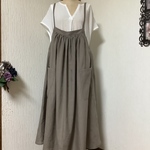 リネン　リヨセル　グレージュ　ジャンパースカート💕