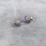 アイオライトとタンザナイトの小さなオーバルピアス / 14kgf   小ぶり　シンプル