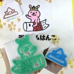 消しゴムはんこ【鯉のぼり乗りウサギと兜】