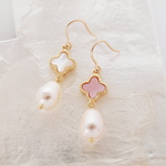 sale 14kgf シェルフラワー×パールピアス