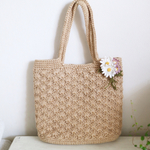 松編み　肩がけ麻バッグ