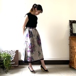 【サマーSALE20%OFF】絵画風リネンレイヤースカート