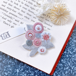 1点物//Whitepink丸花 ビーズ刺繍ブローチ