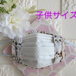 ねこ　不織布マスクカバー インナーマスク 2way 2重マスク ハンドメイド 　子供用　猫　グレー
