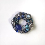 con Azul 16     Antique Silver Beads Reunion  ビーズ刺繍ブローチ