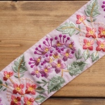 ‼️お値下げ品‼️1mカット済み【紫陽花】インド刺繍リボン　シルク　リボン　りぼん【ピンク×パープル・オレンジ】