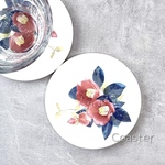 -椿- 花と草木の白雲石吸水コースター(一枚)