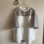 リネン、コットンローン刺繍のリブプルオーバー