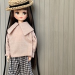 リカちゃん服＊大きな襟のブラウス・スモークピンク