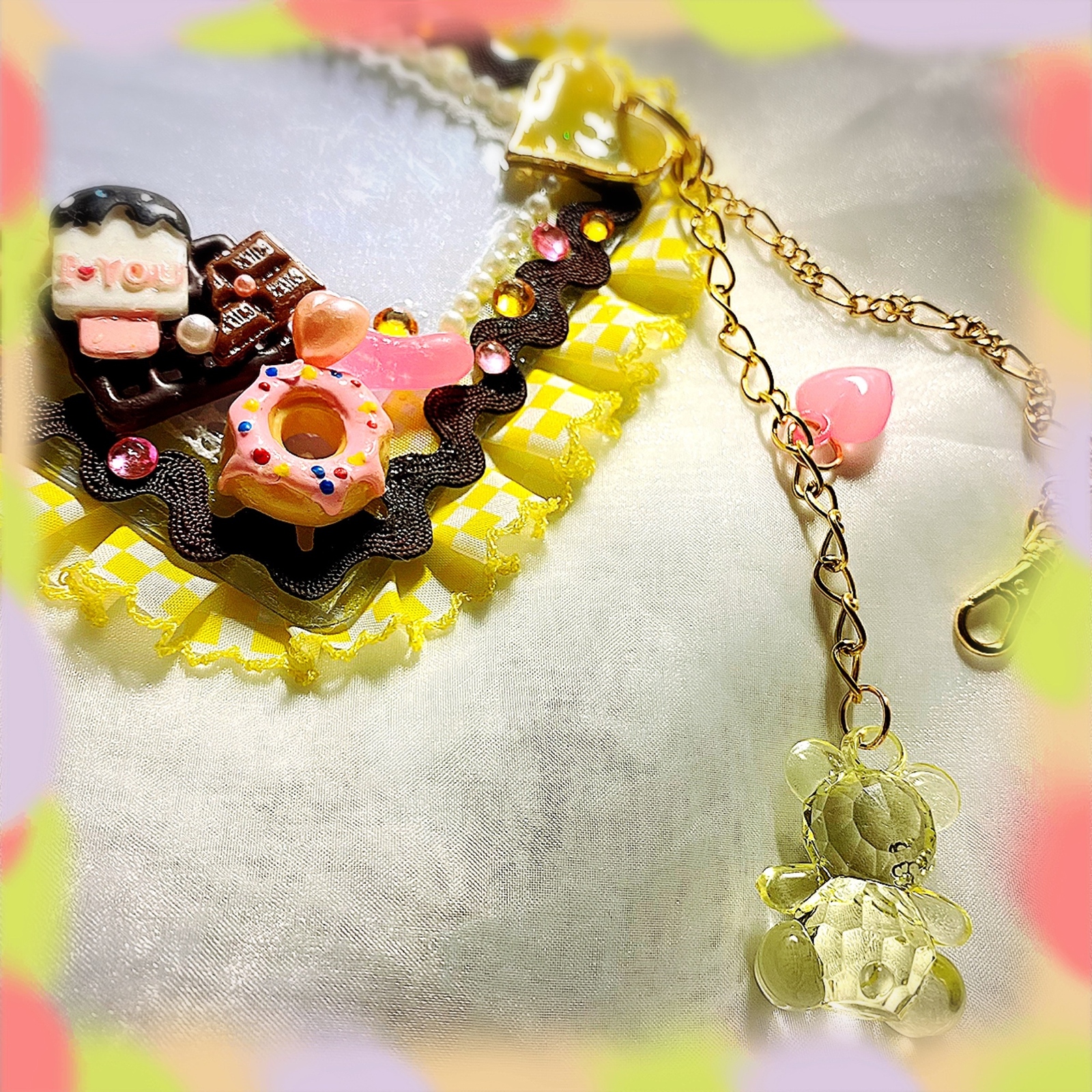 硬質カードケース B7サイズ スイーツデコ ハート イエロー