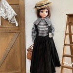 リカちゃん服＊大きな襟のブラウス・小さめギンガム
