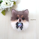 【新作】 羊毛フェルト 犬 チワワのブローチ  (チョコたん)