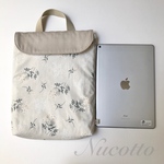 タブレットケース【白い上品な花柄】