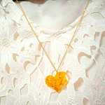 菜の花のぷっくりハートネックレス♡*